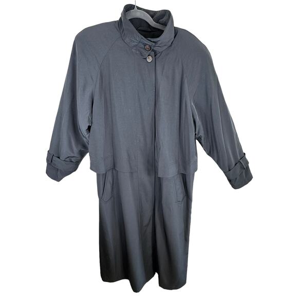 American Bazaar Vintage Gray Long Removable Lining Button Front Coat Size 10 - Picture 1 of 11